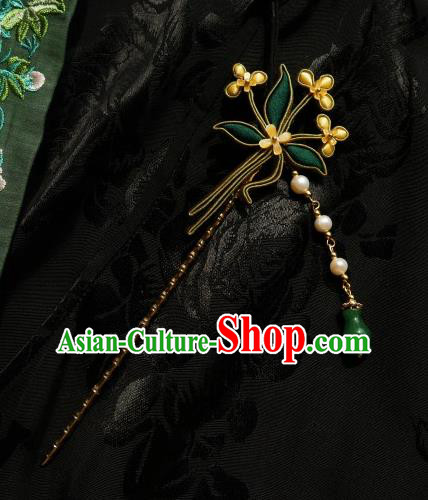 Handmade Chinese Fragrans Hairpins Traditional Hanfu Hair Accessories Jade Tassel Hair Clip for Women