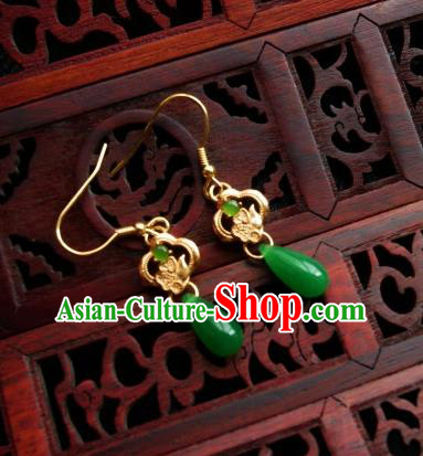 Chinese Handmade Green Aventurine Earrings Traditional Hanfu Ear Jewelry Accessories Eardrop for Women