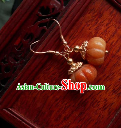 Chinese Handmade Orange Pumpkin Earrings Traditional Hanfu Ear Jewelry Accessories Ancient Princess Eardrop for Women