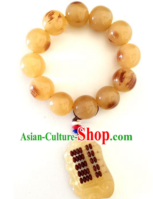 Chinese Traditional Tibetan Nationality Lmitation Ox Horn Bracelet Accessories Decoration Handmade Zang Ethnic Abacus Bangle for Women