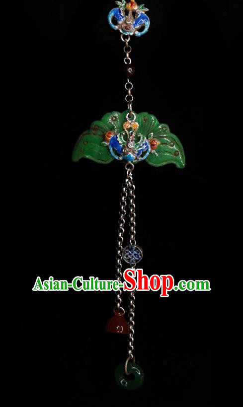 Chinese Classical Cloisonne Bat Brooch Traditional Hanfu Cheongsam Accessories Handmade Jade Breastpin Pendant for Women