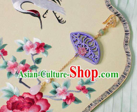 Chinese Classical Purple Silk Brooch Traditional Hanfu Cheongsam Accessories Handmade Tassel Breastpin Pendant for Women