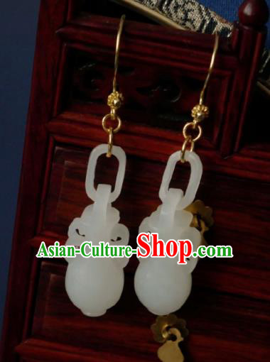 Chinese Handmade Jade Vase Earrings Traditional Hanfu Ear Jewelry Accessories Classical Eardrop for Women