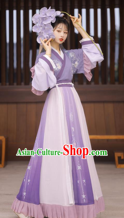 Top Chinese Jin Dynasty Princess Costumes Traditional Hanfu Dress Ancient Young Lady Half Sleeve Garment Blouse and Skirt Full Set