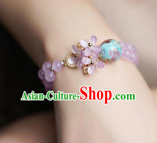 Handmade Chinese Traditional Violet Beads Bracelet Jewelry Accessories Decoration National Fragrans Bangle for Women