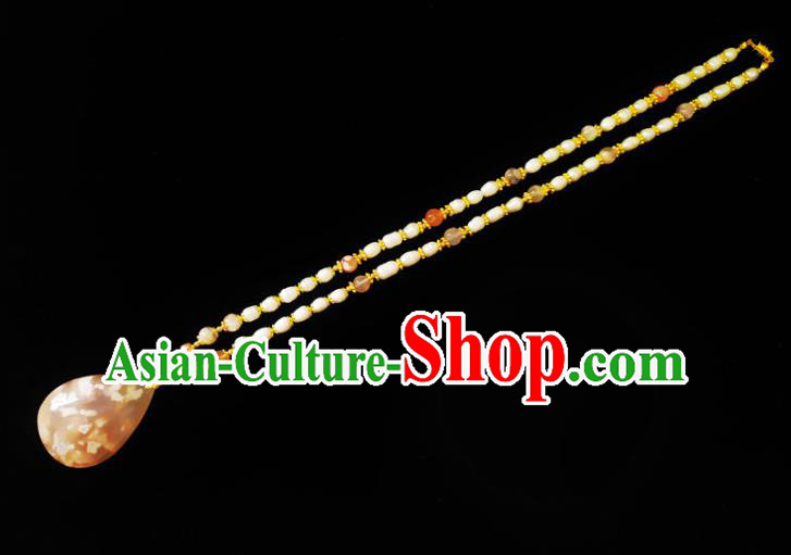 Chinese Handmade Stone Necklace Traditional Hanfu Jewelry Accessories Pearls Necklet for Women