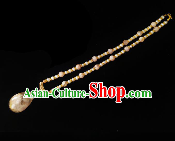 Chinese Handmade Stone Necklace Traditional Hanfu Jewelry Accessories Beads Necklet for Women