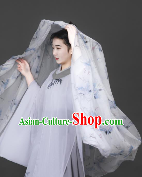 Chinese Traditional Ancient Female Swordsman Headwear Handmade Chivalrous Women Hanfu White Veil Bamboo Hat