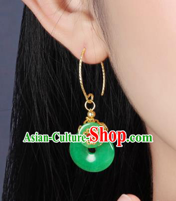 Traditional Chinese Peace Buckle Ear Accessories Handmade Eardrop National Cheongsam Green Earrings for Women