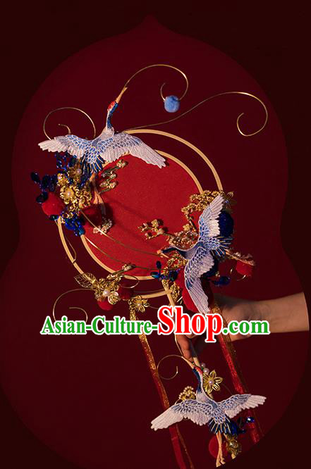 Top Grade Chinese Classical Wedding Fan Accessories Handmade Ancient Bride Embroidered Round Fans for Women