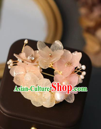 Top Grade Classical Ring Brooch Accessories Handmade Sweater Pink and Beige Flowers Breastpin Ornaments for Women