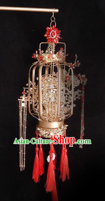 Handmade Chinese Wedding Prop Golden Lantern Top Grade Bride Accessories Photography Portable Lamp for Women