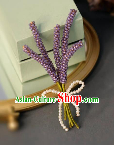 Top Grade Classical Purple Beads Lavender Brooch Accessories Handmade Sweater Bouquet Breastpin Ornaments for Women