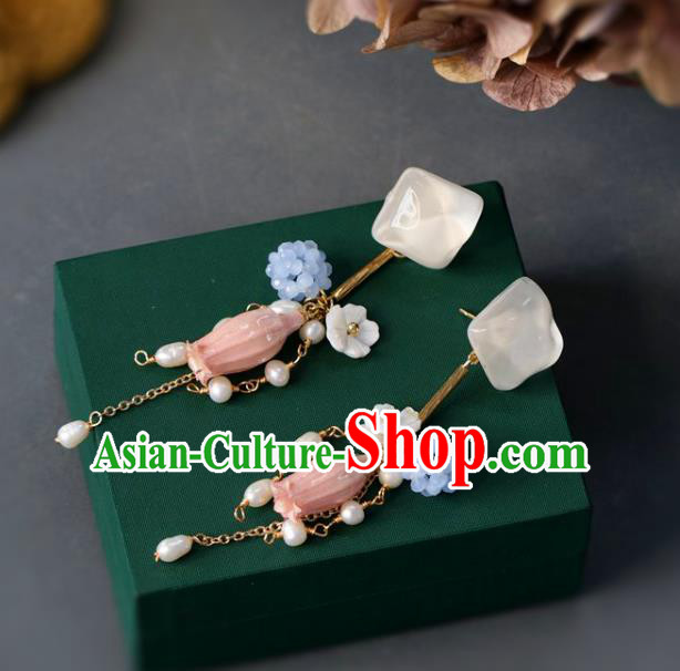 Princess Handmade Convallaria Long Tassel Earrings Classical Eardrop Jewelry Accessories for Women