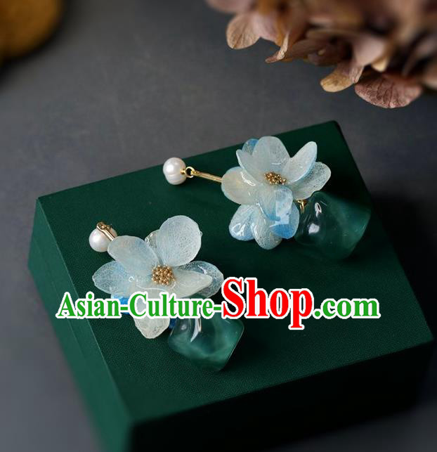 Princess Handmade Blue Lotus Earrings Classical Eardrop Fashion Jewelry Accessories for Women