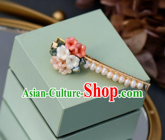 Handmade Retro Ceramics Flowers Hair Claw Top Grade Hair Accessories Hair Stick Pearls Hair Pin for Women