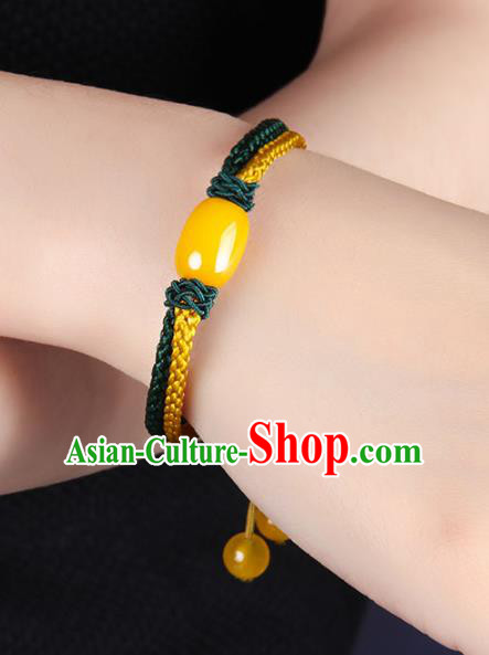 Handmade Chinese Traditional Canary Stone Bracelet Jewelry Accessories Decoration National Bangle for Women