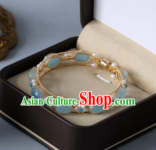Baroque Handmade Jewelry Accessories European Novel Design Aquamarine Bracelet for Women