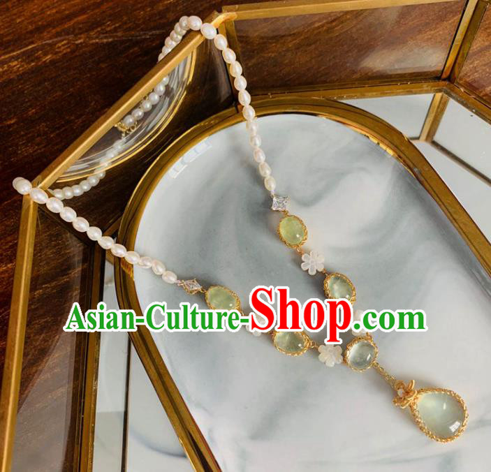 Baroque Handmade Pearls Jewelry Accessories European Novel Design Prehnite Necklace for Women