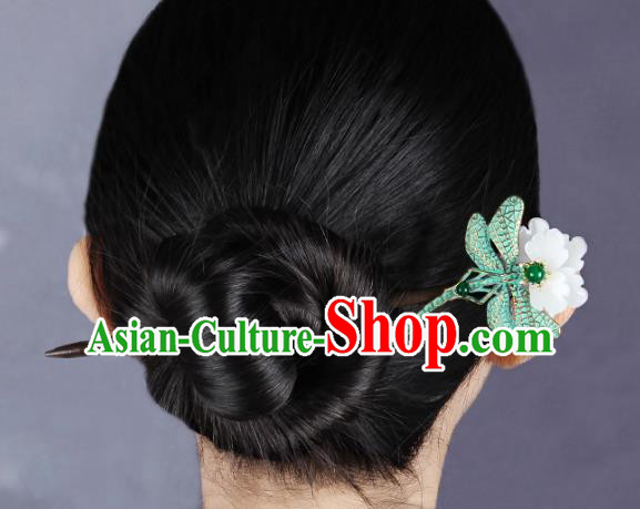 Chinese Traditional Green Dragonfly Hairpins Hair Accessories Decoration Handmade Hair Accessories Flowers Hair Clip for Women