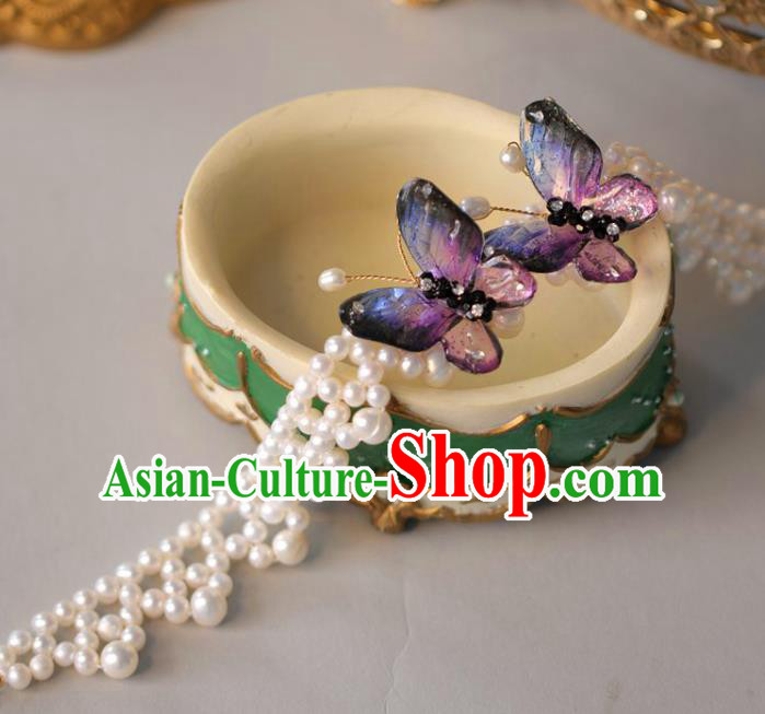 Baroque Handmade Purple Butterfly Necklace Jewelry Accessories European Novel Design Necklet for Women