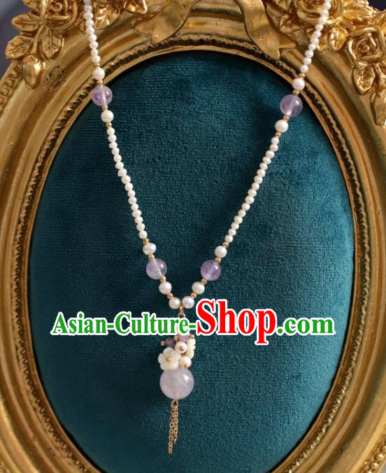 Baroque Handmade Amethyst Jewelry Accessories European Novel Design Pearls Necklace for Women