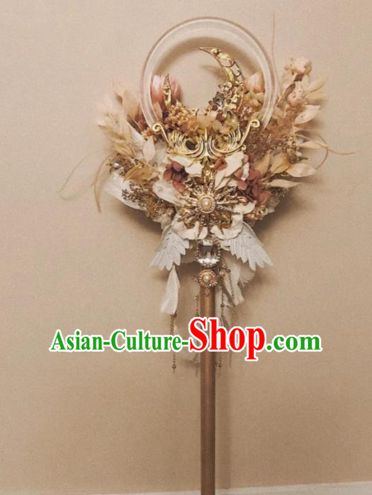 Baroque Princess Bridal Bouquet Handmade Wedding Accessories Photography Prop Champagne Flowers Scepter for Women