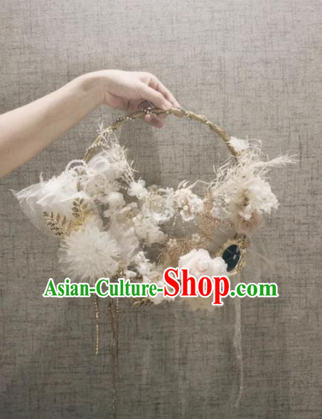 Baroque Princess White Silk Flowers Bridal Bouquet Handmade Wedding Accessories Photography Prop Bride Flowers for Women