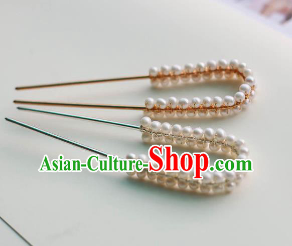 Handmade Chinese Classical Song Dynasty Hair Accessories Ancient Princess Pearls Hairpins Hanfu Headwear for Women