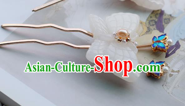 Handmade Chinese Classical Ming Dynasty Hair Accessories Traditional Hanfu Headwear Ancient Princess Jade Butterfly Hairpins for Women