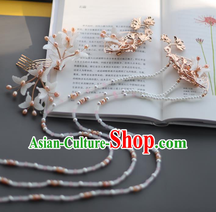 Chinese Classical Hair Combs Traditional Hanfu Hair Accessories Handmade Tassel Hairpins Complete Set