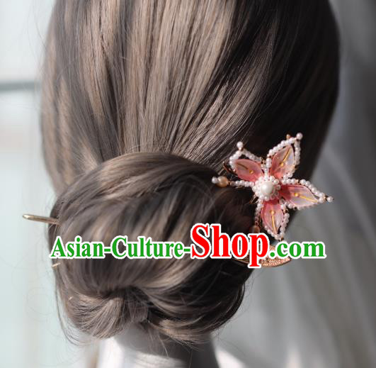 Handmade Chinese Pearls Lotus Hair Clip Traditional Classical Hanfu Hair Accessories Ancient Princess Hairpins for Women