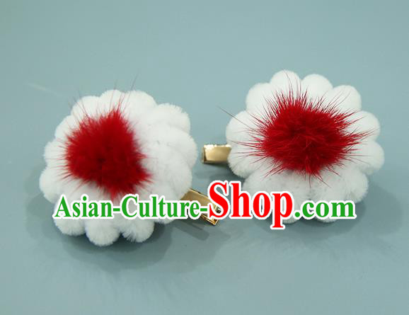 Handmade Chinese Velvet Red Pumpkin Hair Claws Traditional Classical Hair Accessories Ancient Imperial Consort Hair Stick for Women