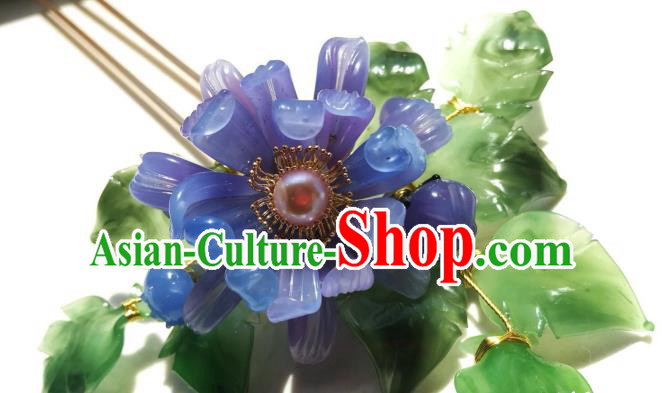 Handmade Chinese Court Flowers Hairpins Traditional Classical Hair Accessories Ancient Qing Dynasty Purple Chrysanthemum Hair Clip for Women