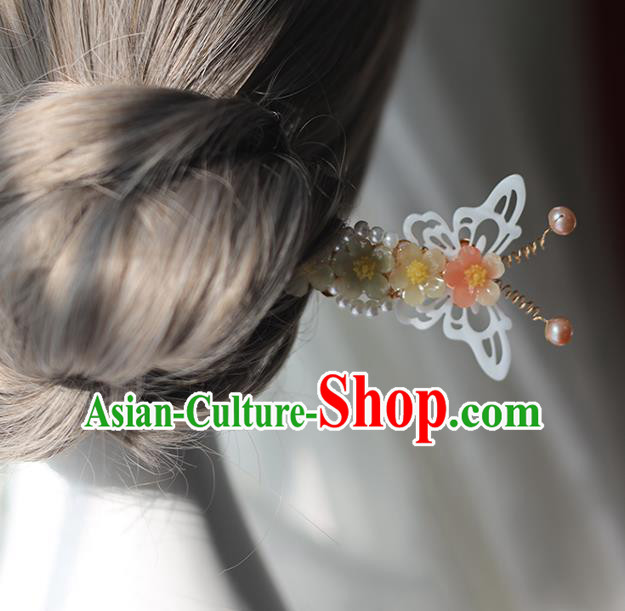 Handmade Chinese Pearls Hair Clip Traditional Classical Hanfu Hair Accessories Ancient Princess Shell Butterfly Hairpins for Women