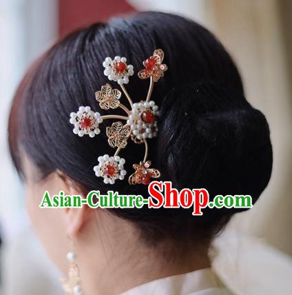 Handmade Chinese Classical Butterfly Hairpins Traditional Hair Accessories Ancient Ming Dynasty Hanfu Pearls Hair Clip for Women