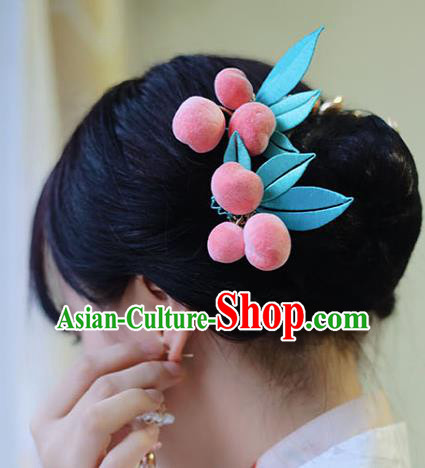 Handmade Chinese Classical Silk Hairpins Traditional Hair Accessories Ancient Hanfu Pink Peach Hair Claw for Women