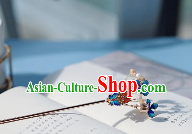 Handmade Chinese Classical Court Hairpins Traditional Hair Accessories Ancient Qing Dynasty Cloisonne Hair Clip for Women