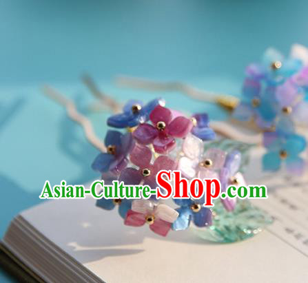 Handmade Chinese Classical Hydrangea Hairpins Traditional Hair Accessories Ancient Hanfu Hair Clip for Women