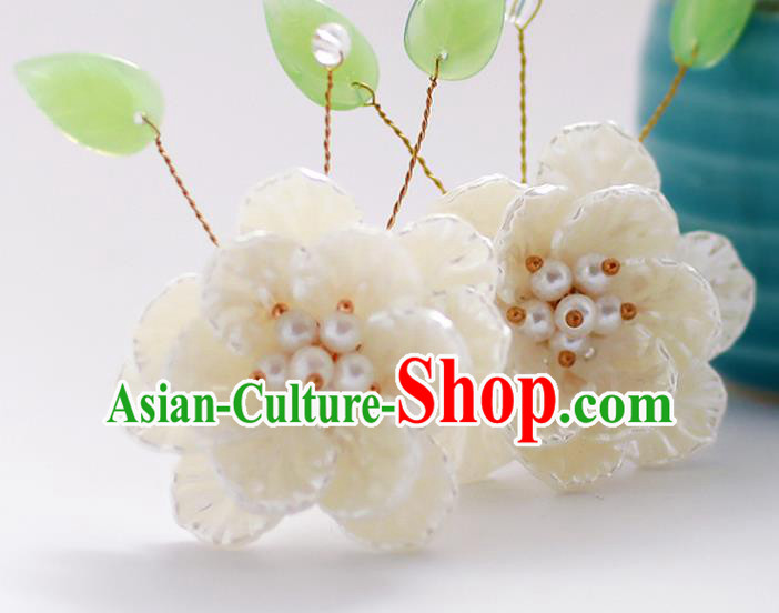 Handmade Chinese Classical Shell Peony Hairpins Traditional Hair Accessories Ancient Hanfu Hair Clip for Women