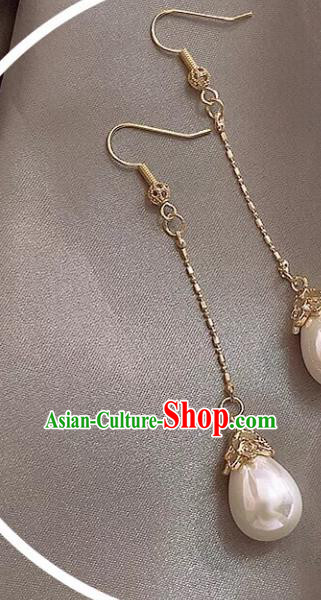 Chinese Handmade Hanfu Earrings Traditional Ear Jewelry Accessories Classical Pearl Tassel Eardrop for Women