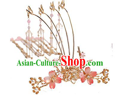 Chinese Classical Wedding Plum Blossom Hair Crown Traditional Bride Hair Accessories Handmade Hanfu Golden Tassel Phoenix Coronet