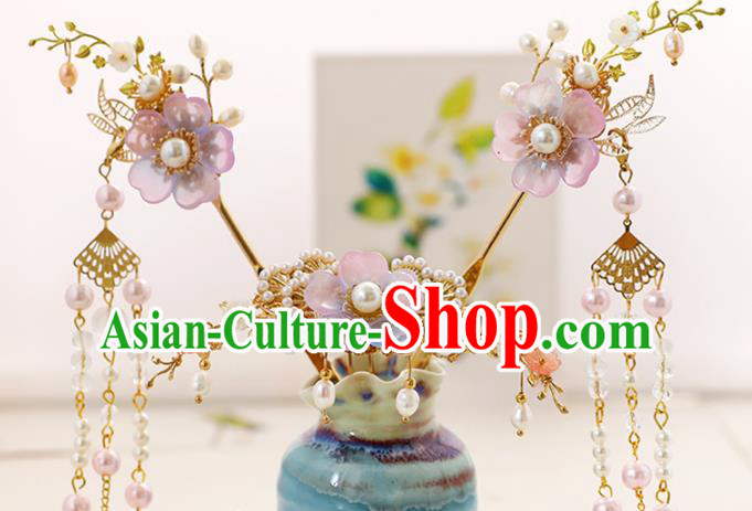 Chinese Classical Wedding Pine Hair Comb Traditional Bride Hair Accessories Handmade Hanfu Tassel Hairpins Complete Set