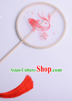 Handmade Chinese Traditional Dance Silk Fan Accessories Decoration Hanfu Embroidered Carp Palace Fan for Women