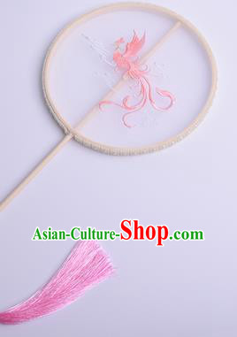 Handmade Chinese Traditional Dance Silk Fan Accessories Decoration Hanfu Embroidered Phoenix Palace Fan for Women