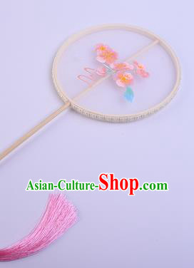 Handmade Chinese Traditional Dance Silk Fan Accessories Decoration Hanfu Embroidered Peach Blossom Palace Fan for Women