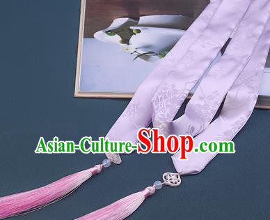 Chinese Traditional Hanfu Lilac Hairband Hair Accessories Handmade Hair Rope Tassel Hair Clasp for Women