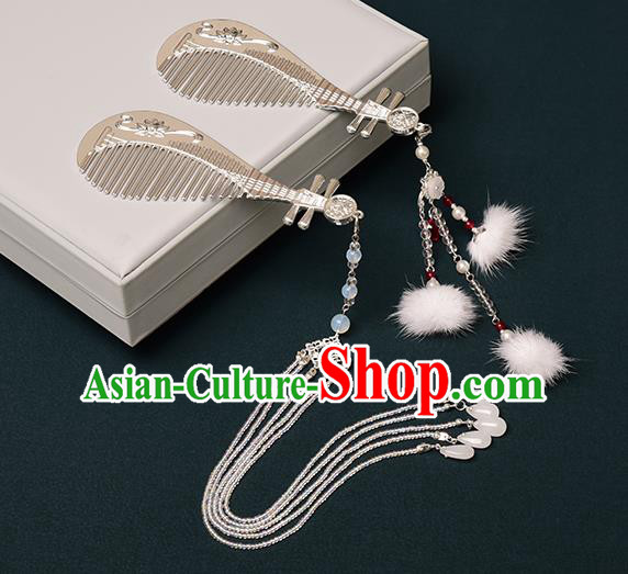 Chinese Traditional Hanfu Hair Comb Hair Accessories Handmade Tang Dynasty Tassel Hairpins for Women