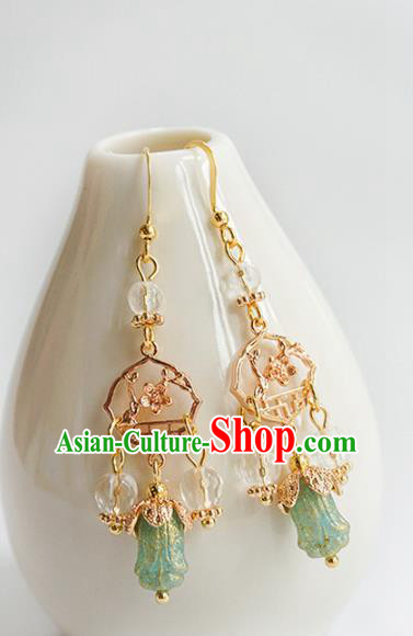 Chinese Handmade Hanfu Court Earrings Traditional Ear Jewelry Accessories Classical Golden Eardrop for Women