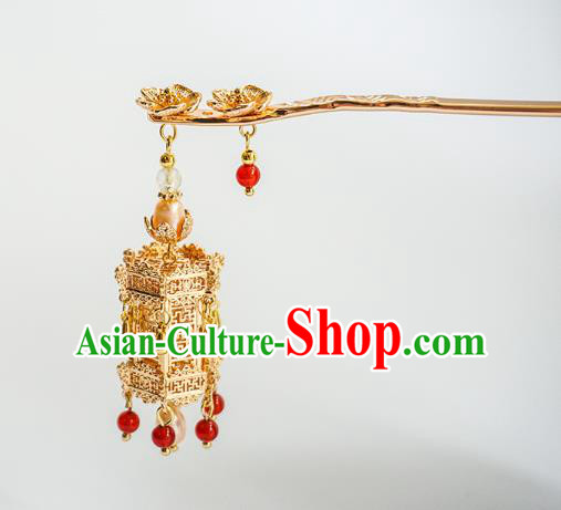 Handmade Chinese Golden Palace Lantern Hair Clip Traditional Hair Accessories Ancient Court Classical Hairpins for Women